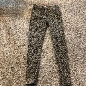 High rise Leopard print skinny jeans